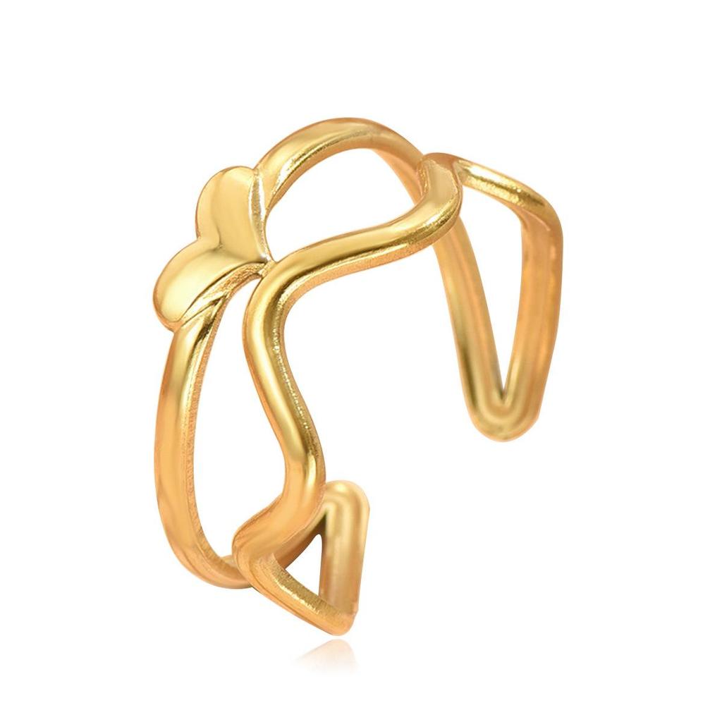 Heart-Shaped Stainless Steel Adjustable Ring for Women - Fresh Forest and Sweet Academy Style