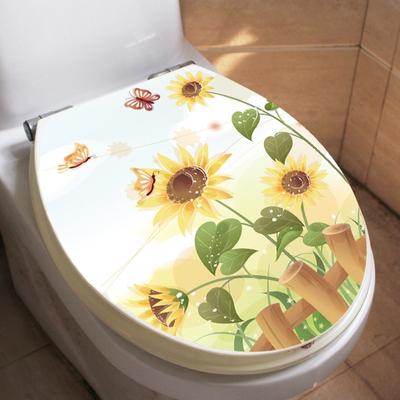 Butterfly Sunflower Bathroom Wall Sticker Home Decor Toilet Lid Decoration Wall Decals Waterproof Toilet Stickers