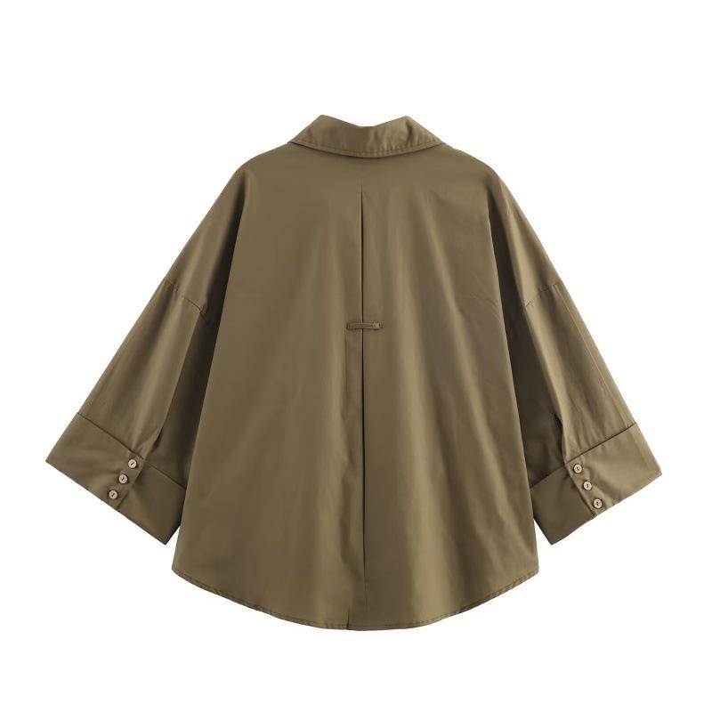 Autumn 2025 Wide Sleeve Poplin Shirt - European & American Style, New Versatile Design