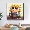 5d DIY Diamond Painting Cross Stitch Cartoon Animal Teacup Cow Diamond Embroidery Mosaic Full Round Drill Home Decor Arts