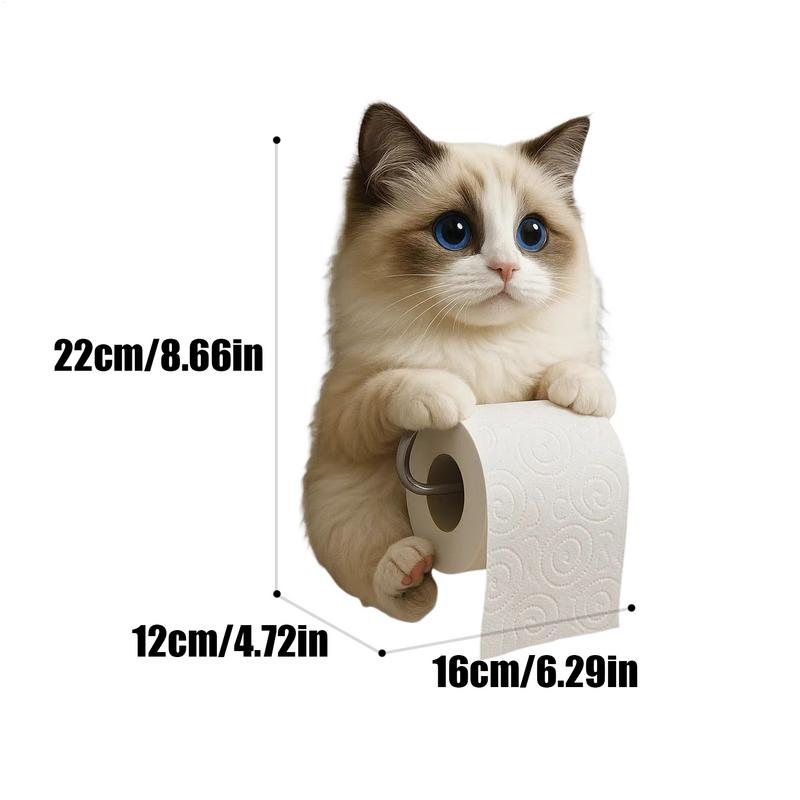 Cat Toilet Paper Holder Cat Funny Paper Towel Holder Wall Mount Tissue Dispenser Rack Resin Animal Statue Room Decor