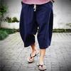 Men's Trendy Chinese-Style Wide-Leg Linen Shorts - Loose Fit, 7-Point, Summer.