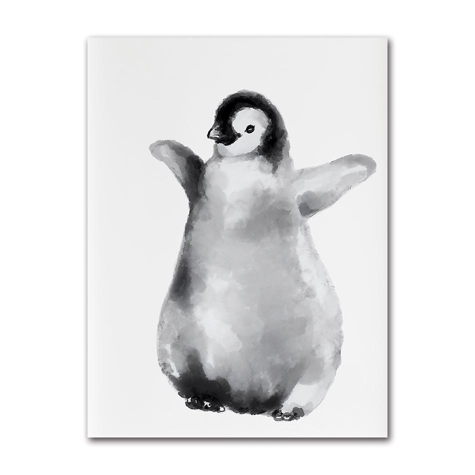 Watercolor Cute Penguin Family Poster Baby Animal Canvas Painting Print Wall Art Picture Nursery Baby Room Home Decor Mural