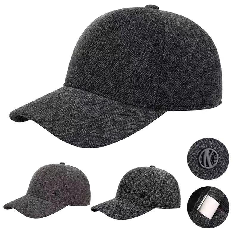 Baseball Lattice Pattern Cap Ear Protecting Peaked Caps Fashion Gift Headwear