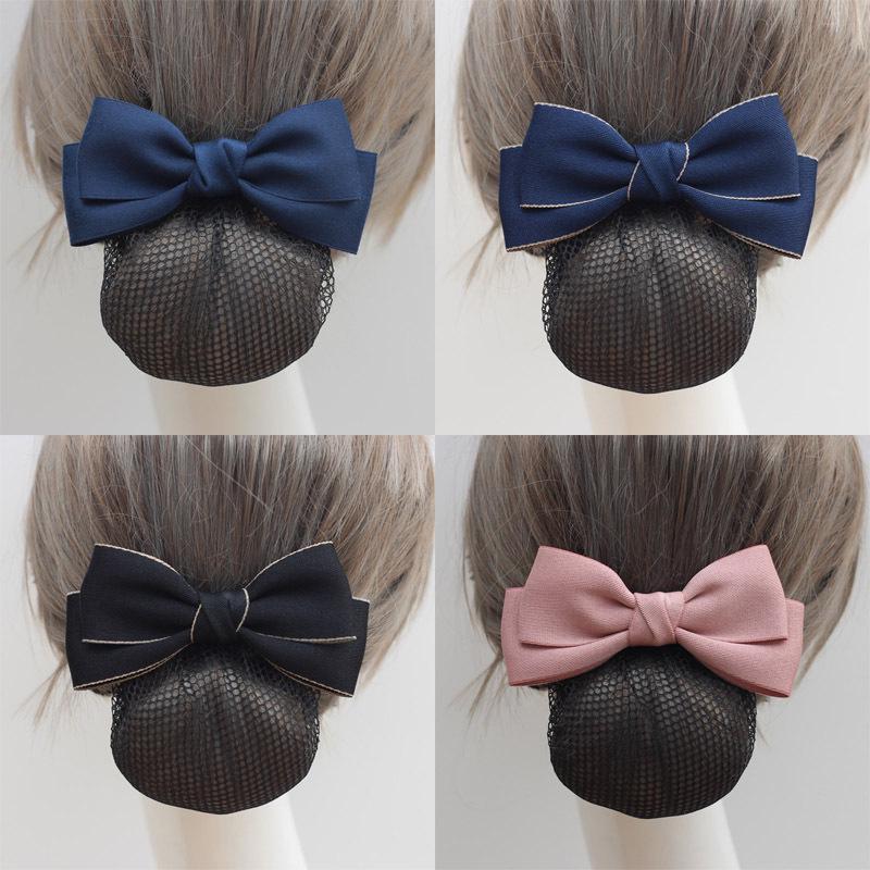 Women's Professional Hair Net Bow Clip for Work: Ideal for Hotel, Bank, Nurse, Flight Attendant, and Updo Styles.