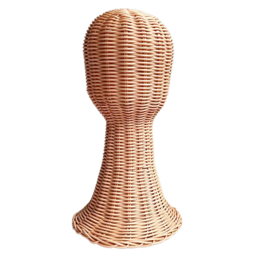 Elegant Hat And Wig Holder Rattan Crafted Mannequin Head Headwear Showcase Rack For Fashion Enthusiasts