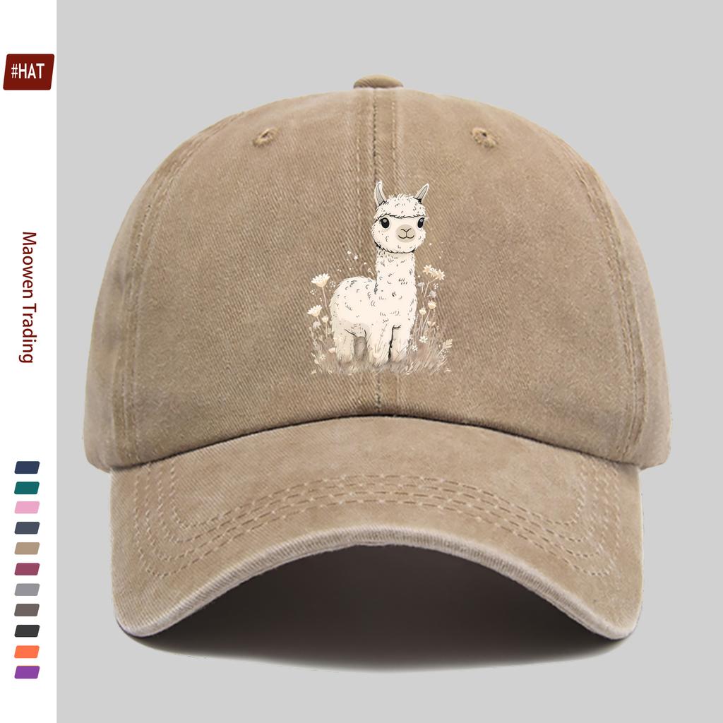 Pc Niedliche Alpaka-Print Baseballkappe Mode Trucker Papa Hut Bequeme Leichte Kopfbedeckung Verstellbarer Riemen Papa Hut Lässig