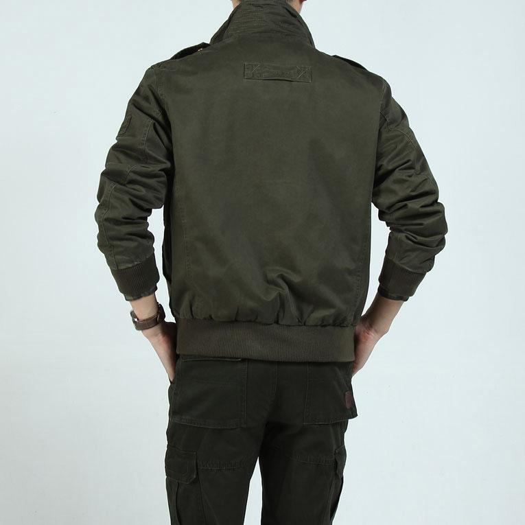 Jacket Men's Spring and Autumn Clothing Men's Casual Large Size Stand-Up Collar Military Jacket Pure Cotton Thin Jacket