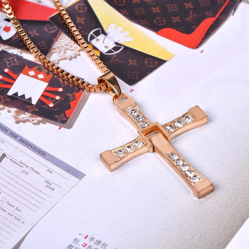Necklace Necklace Alloy Fast And Furious 8 Necklace Cross Pendant With Diamonds
