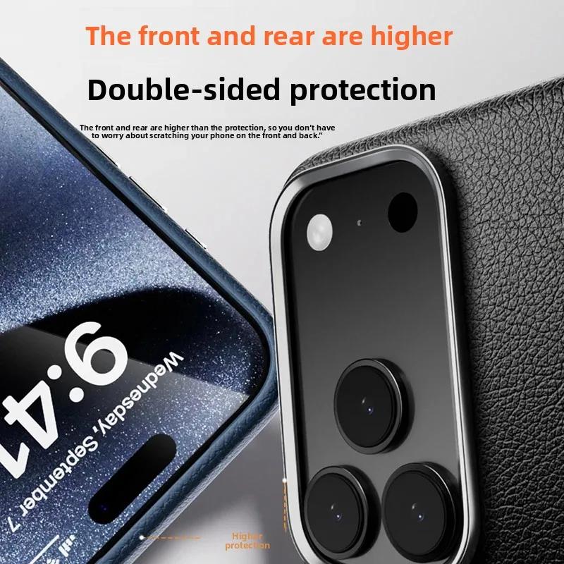High-end Premium Genuine Leather Magnetic Charging Case For IPhone 17 Pro Max 17Air AI Smart Control Camera Button Protect Cover