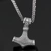 Titanium Steel Thor's Hammer Pendant Necklace - Viking Odin Design for Men and Women