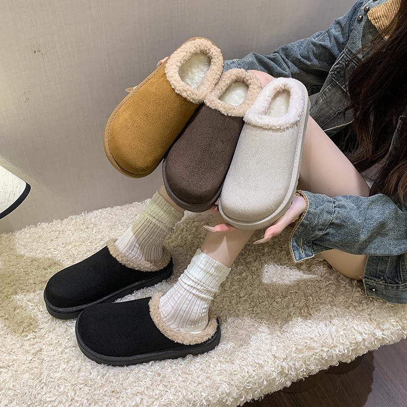 Mode 2025 Neue Winter-Schneestiefel Samt und Verdickte Warme Baumwollschuhe Draußen Tragen Rutschfest Verschleißfest Umwickelter Kopf Halbschlepp