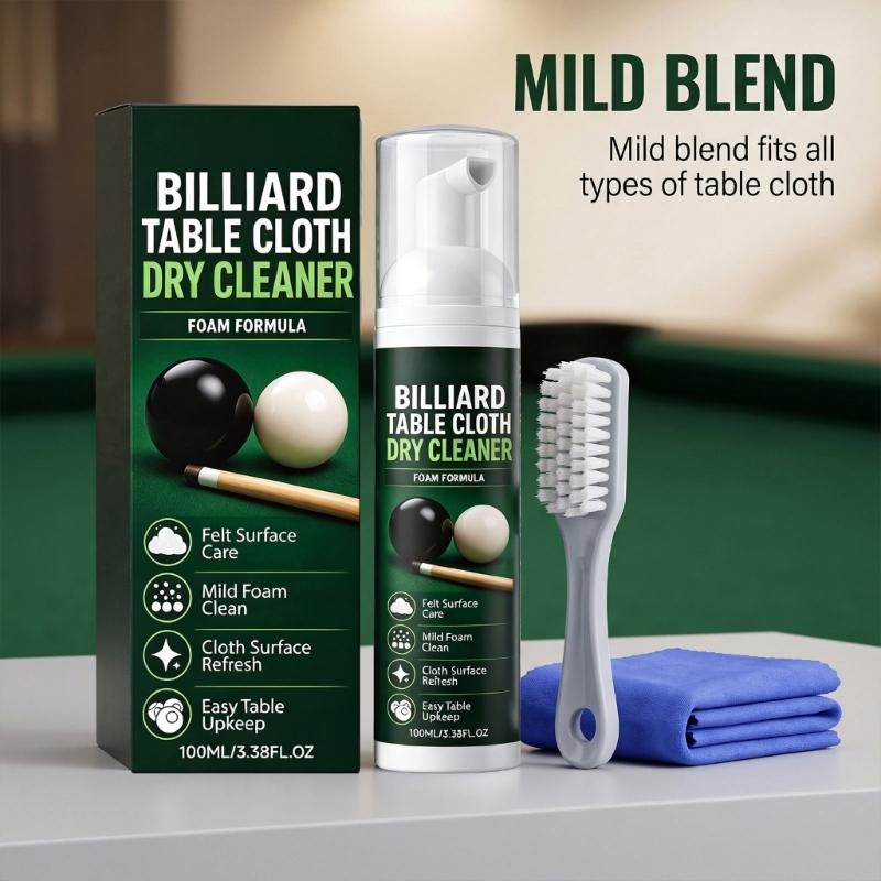 Cloth Cleaner Set for Billiard Table Cleaning, Pool Table Care with Brush and Towel for Regular Home Table Cleaning Use for Personal Cloth Care