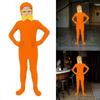 3Pcs Tangerine Costume Accessories Set for World Book Day Outfits with Fake Mustache Beard and Yellow Eyebrows Open Face Bodysuit