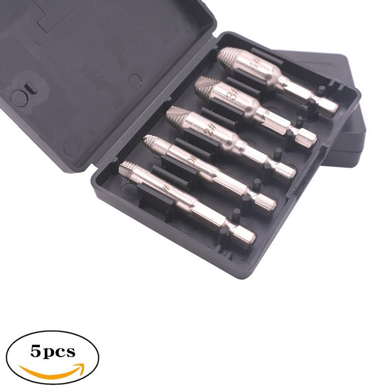 5-Piece Alloy Steel Screw Extractor Set for Stripped and Broken Screws