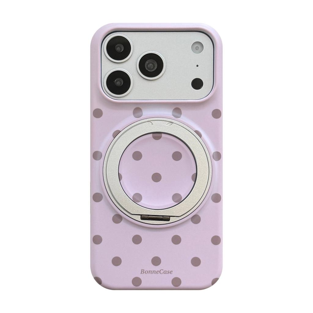 Retro Polka Dot Applies To Apple 17pm Mobile Phone Case iPhone16 Magnetic Suction Fulcrum 15 Personalized Simple Bracket 17 Hard