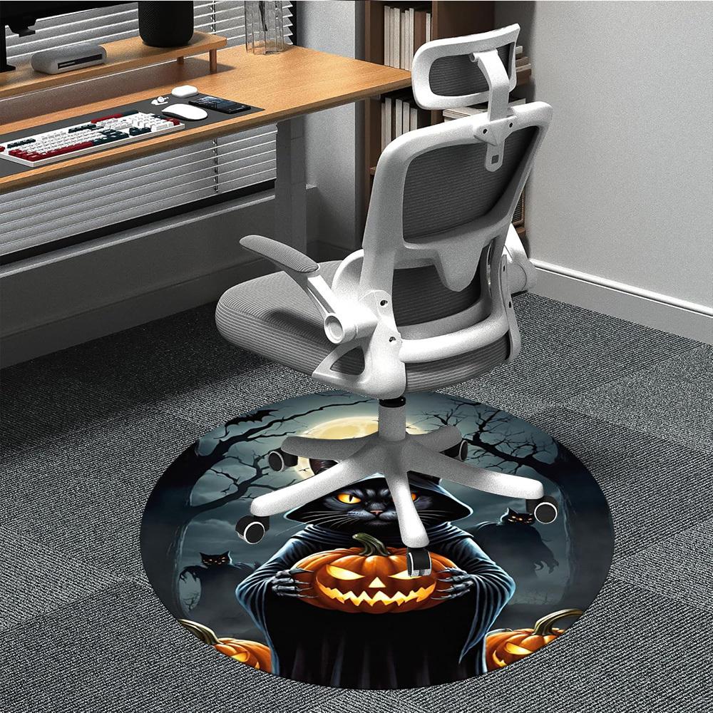 1pc Halloween Cat Chair Carpet for Office Non-Slip,  Machine Washable Rug for Office, Room - Polyester, Machine Made yy251029228