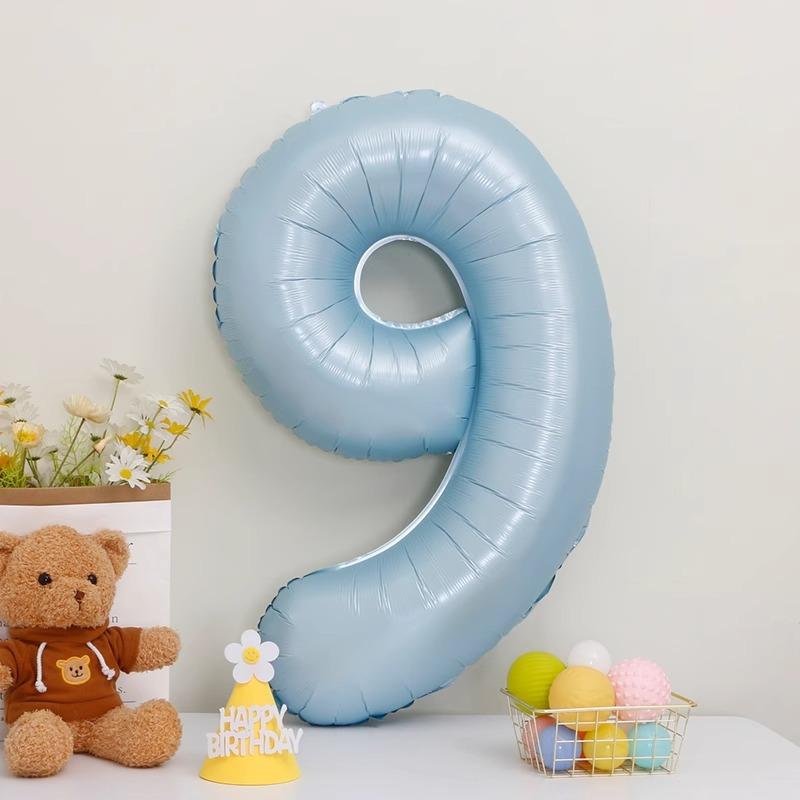 

40-Inch Wind Retro Olive Green Baby Pink And Blue Digital Balloon, Birthday Party Decoration Arrangement Aluminum Film Balloon 40 inch baby blue number 9