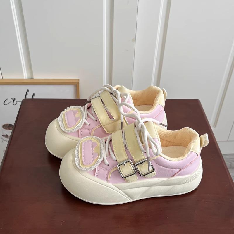 

Кампус ветер 2025 весна новые милые туфли с круглым носком туфли-хлебцы платформа женские туфли кеды белые туфли с юбками 40