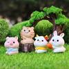 Winzige Harztiere Figur Mini Tiger Katze Hase Kuh Miniaturstatue für Puppenhaus Feengarten Terrarien Pflanzentopf Dekorationen Kuchenaufsatz Dekoration