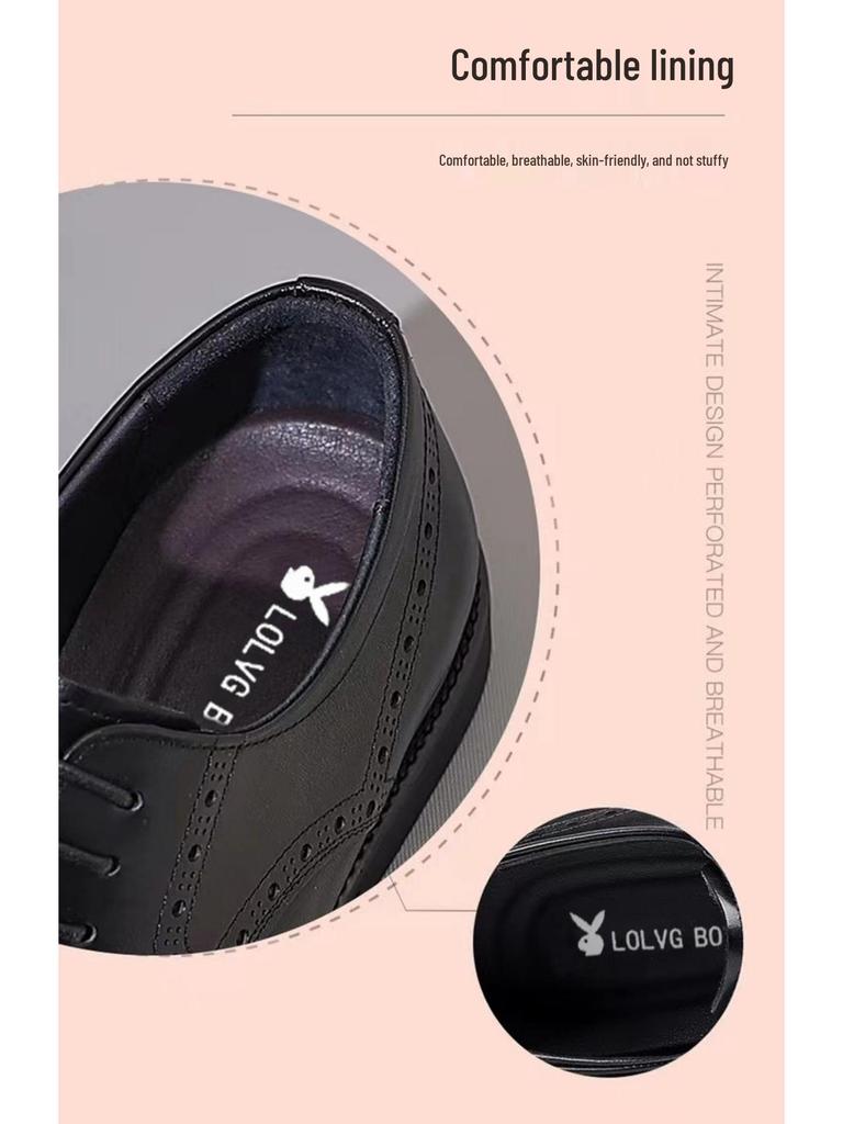 Men's British Style Height-Increasing Brogue Leather Shoes for Summer - Breathable, Formal, and Casual. Perfect for Groom or Wedding.