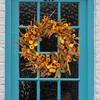 Fall Wreath for Front Door Artificial Farmhouse Autumn   Wreath with Wildflower for Indoor Outdoor Holiday Decor