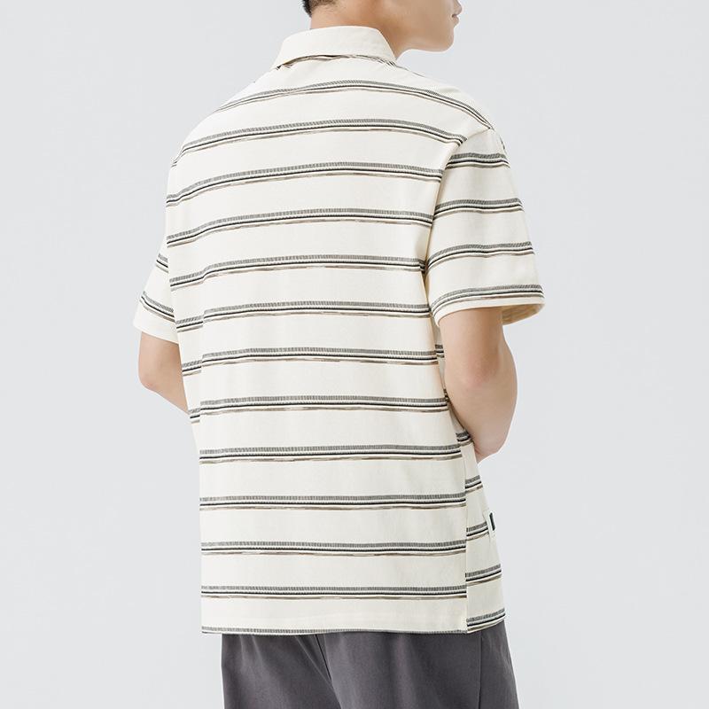 New Summer Striped Polo Short-sleeved Men's T-shirt Men's Lapel Thin Short T-top