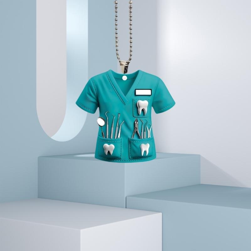 Lusterko wsteczne samochodowe montowane Dekoracja o tematyce dentystycznej Kostium dentysty Wisiorek Akrylowa ozdoba Urok Wisząca dekoracja