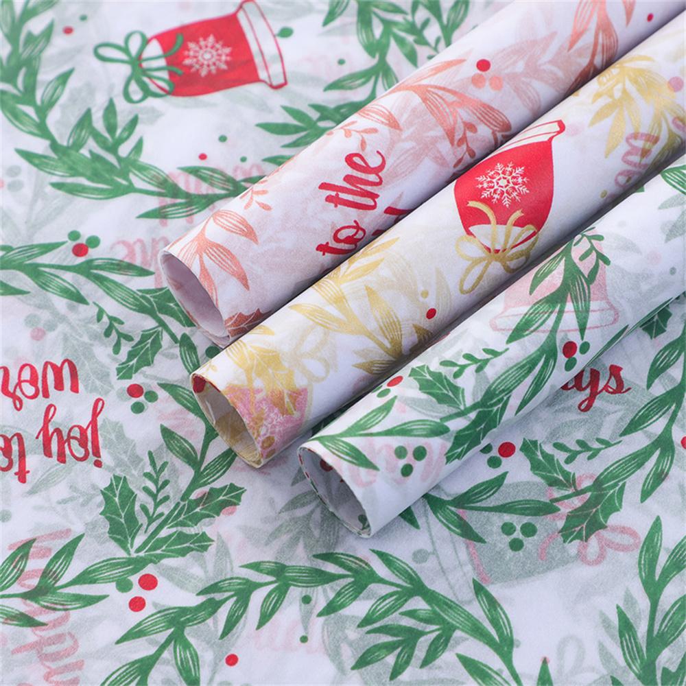 10 Sheets Christmas Decoration Tissue Paper for Flowers Gifts Wrapping Christmas Wreath Bell Printed DIY Craft Decoration Paper
