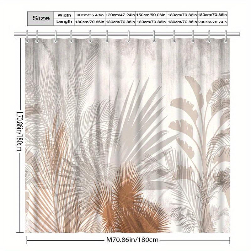 Palm Leaf Art Shower Curtain – Elegant Botanical Design, Durable Polyester with Hooks, Machine Washable Bath Decor