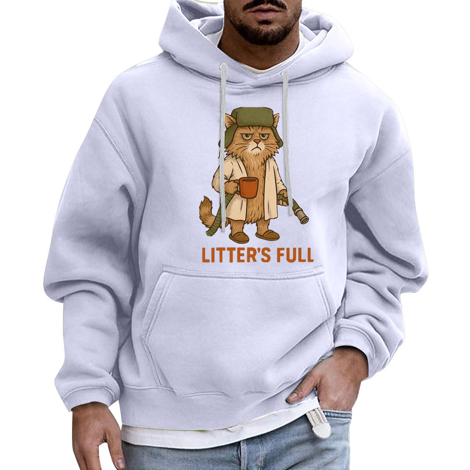 

Мужской Спортивный Повседневный С Длинными Рукавами С Карманом Капюшон Толстовка M белый