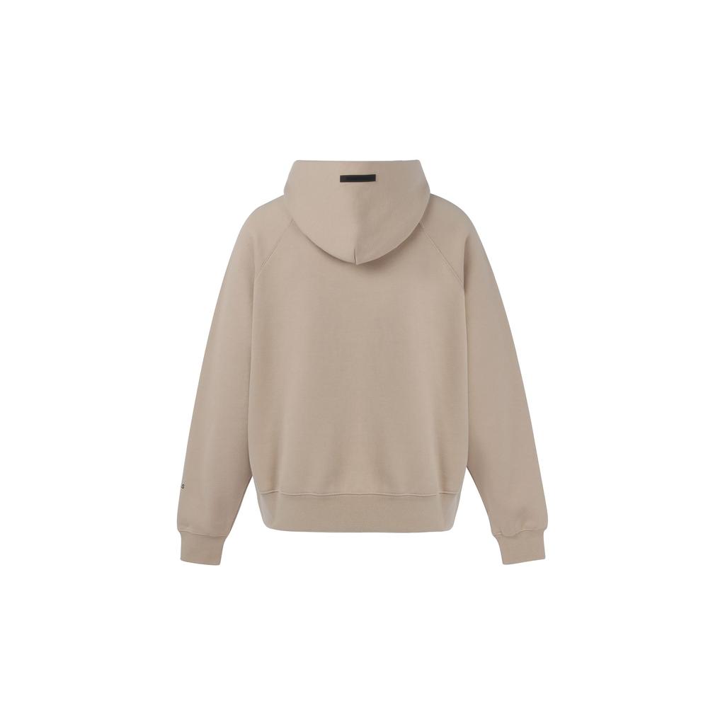 Fear of God Essentials Fleece Pullover Hoodie With Solid Color Logo Unisex Hoodie Beige Linen FOG-FW21-106