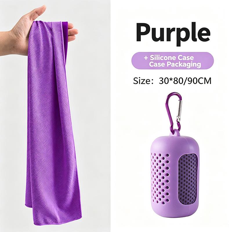 Microfiber Quick Dry Cooling Towel Ice Cold Towel for Sports Fitness Camping Travel Outdoor Activities with Portable Silicone Wrapped Case