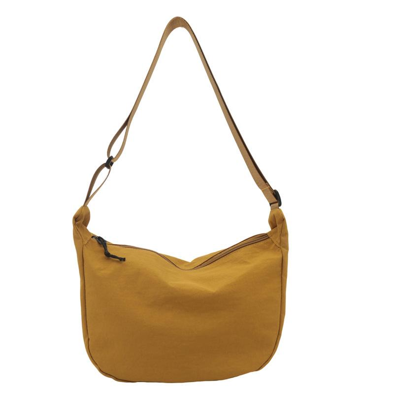 

Корейська версія літературної полотняної жіночої сумки через плече з повсякденною сумкою для пельменів на блискавці з модною текстурою для приміських поїздок жовтий