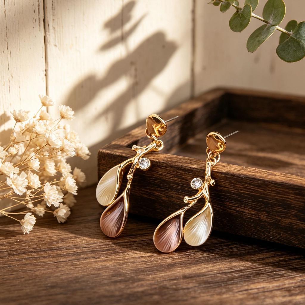 Popular Double Water Drop Hand Painted Enamel Color Earrings Diamond Alloy Earrings Daily Versatile Personality Temperament Earrings