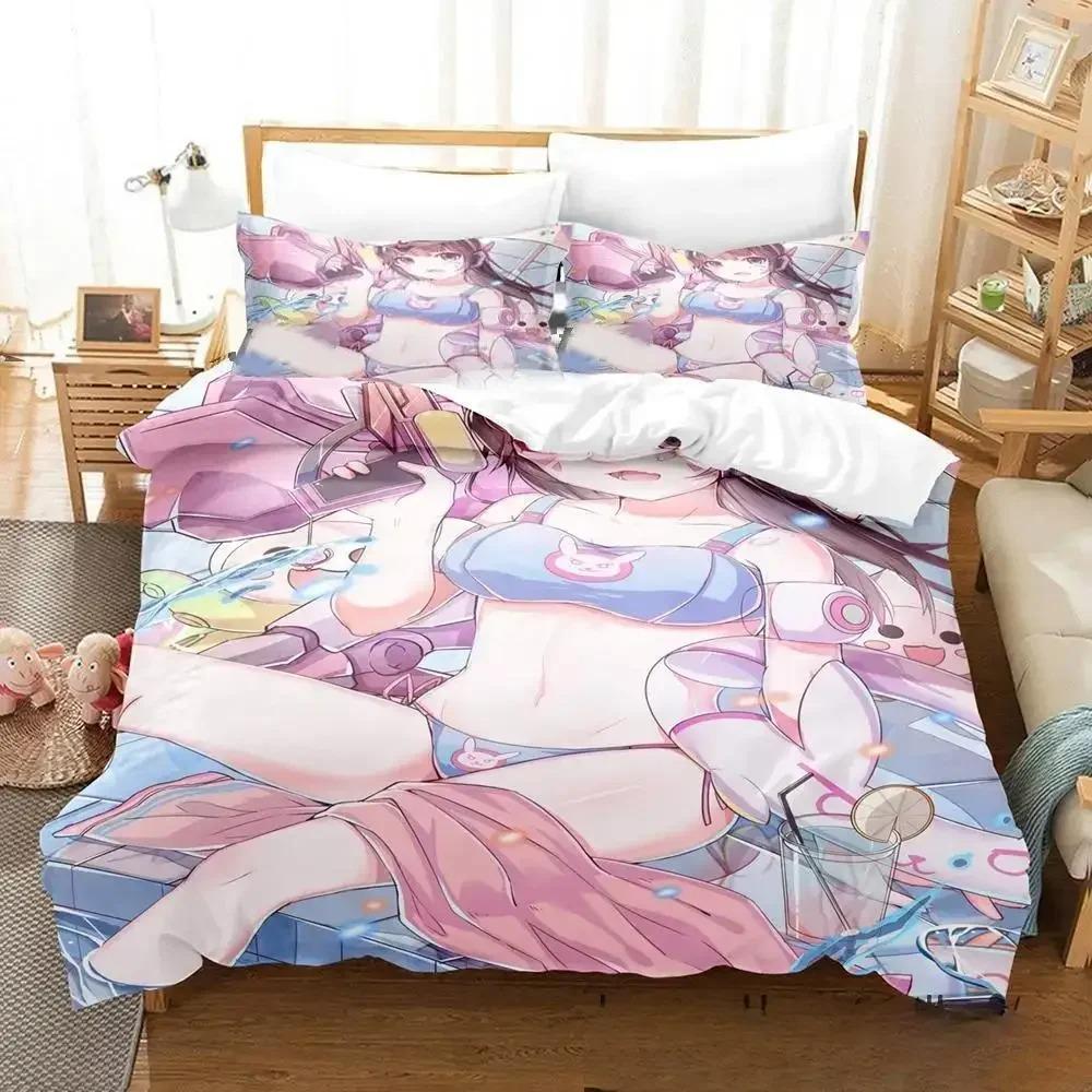 New Anime Dva Overwatch Bedding Set Duvet Cover Comforter Quilt Pillowcase King Queen Twin Size for Boys Girls Adults