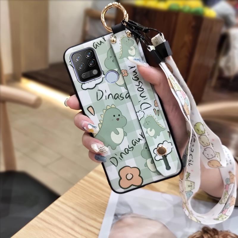 Lanyard Dirt-resistant Phone Case For Tecno Pova/LD7 Soft Case Back Cover Anti-knock Durable Protective Cute Cartoon