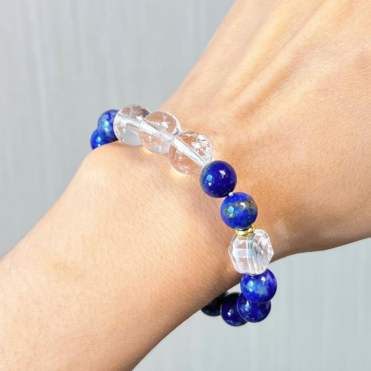 Vintage Natural Lapis Lazuli White Crystal Bracelet Bracelet.