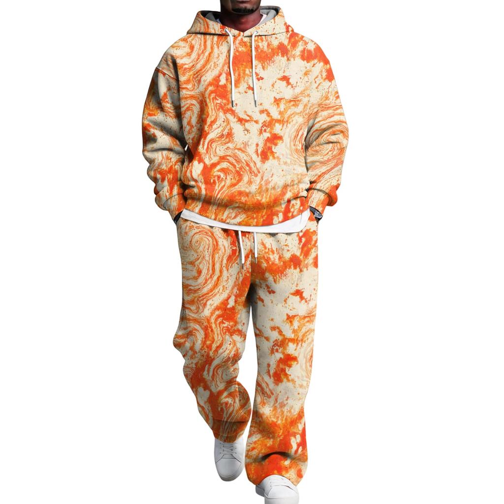 Men's Hoodie and Sweatpants Set with Elastic Waist, Casual Two Piece Outfit