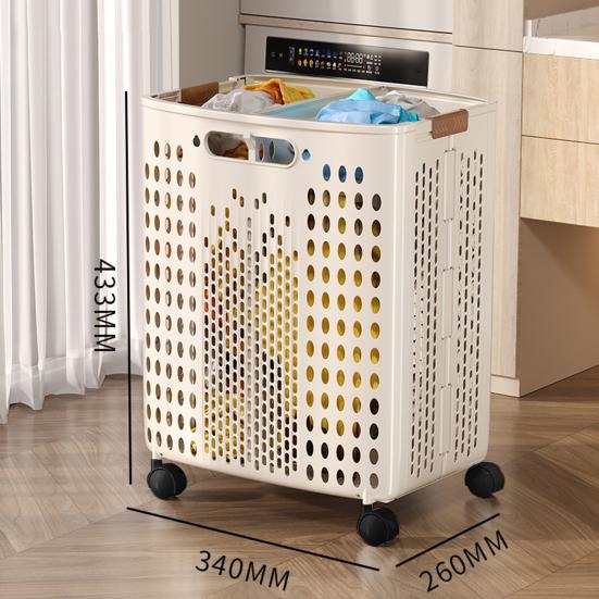 Yousheng Clothes Laundry Basket with Wheels Large Capacity Foldable Design Wheeled Hamper Storage Basket with Handle
