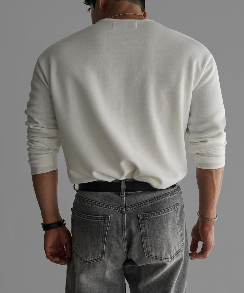 Baulopeulodeogteu V-Neck Basic Knit Tee [Ivory]