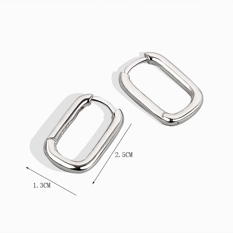Fashion Simple Metal U-Shaped Hoop Earring for Women Vintage Sliver Color Geometric Square Statement Earrings Jewelry Gifts