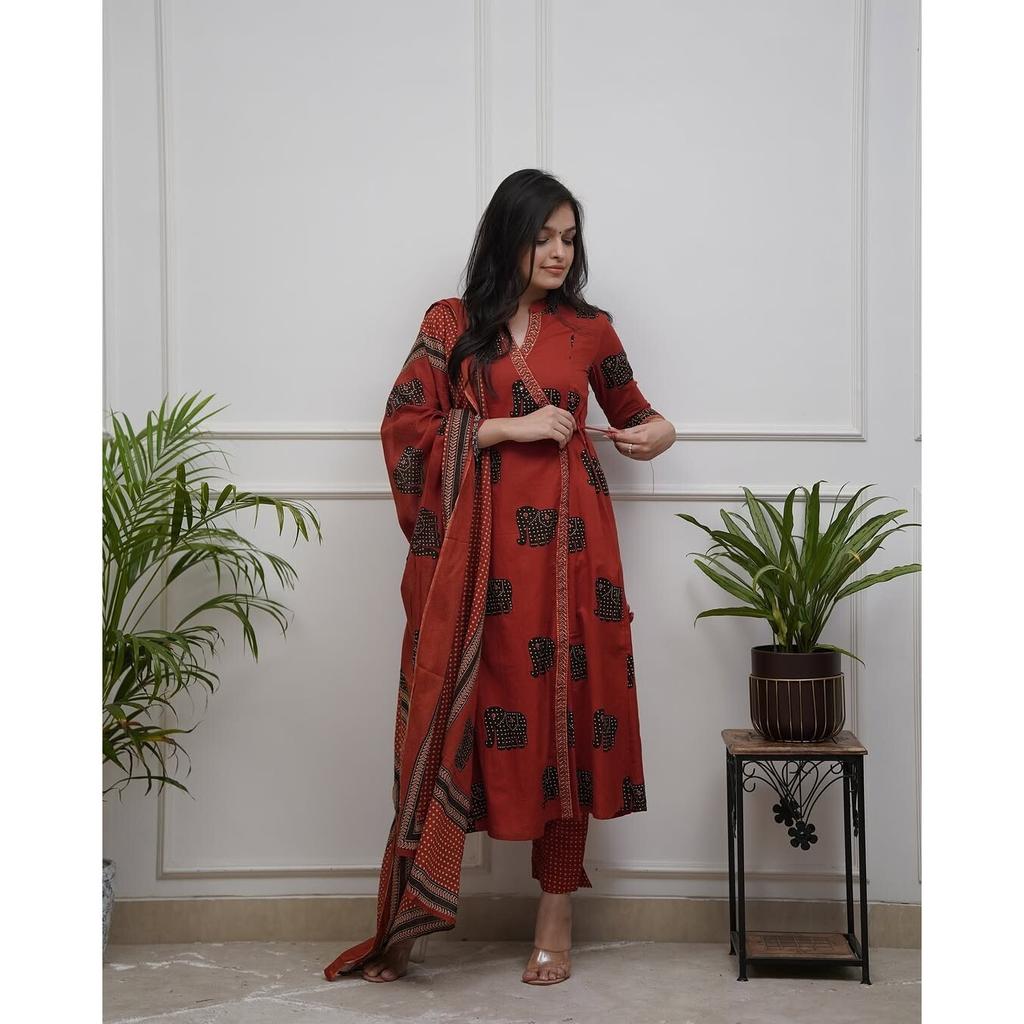 Women Designer Tunic Kurta Pant Dupatta Set Indian Pakistani Party Wear Kurti SC-2260a