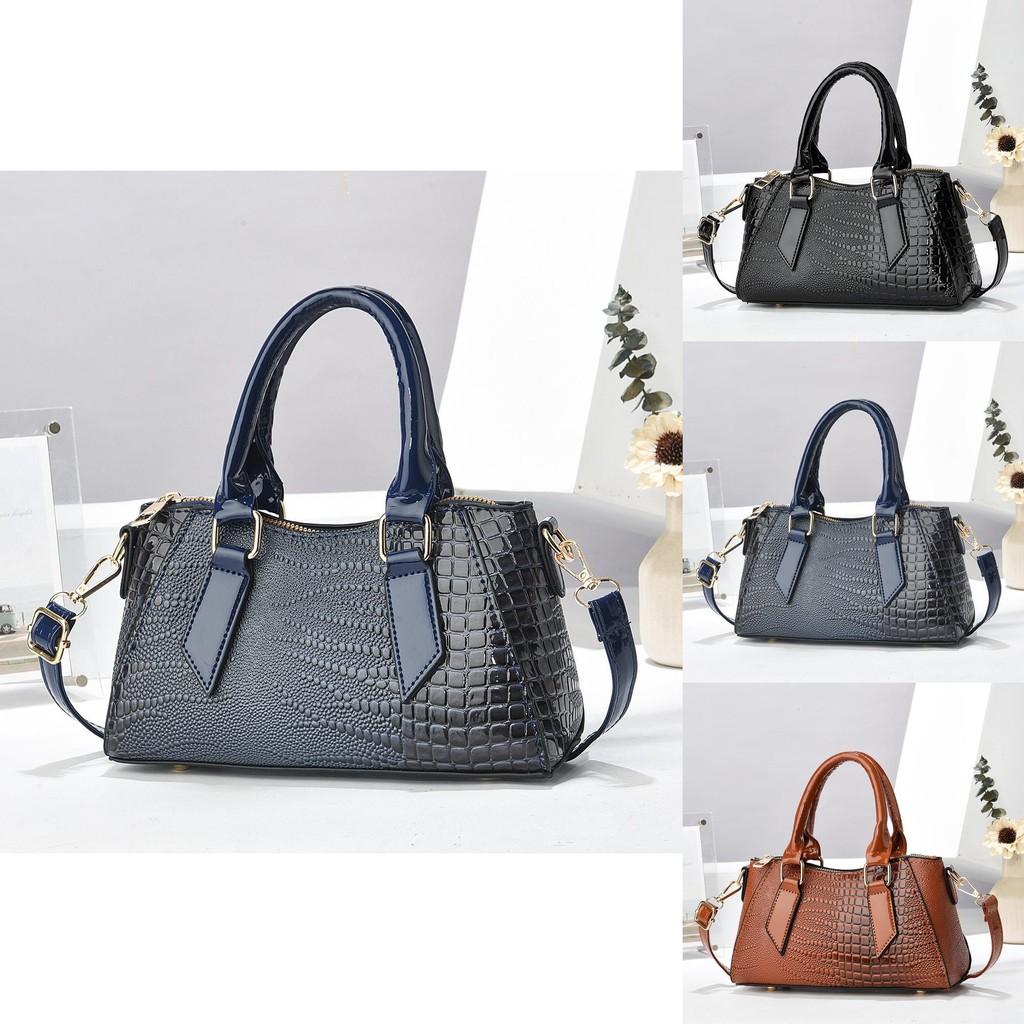 Trendy Crocodile Pattern Stylish Pillow Bag Versatile Large Capacity Handbag