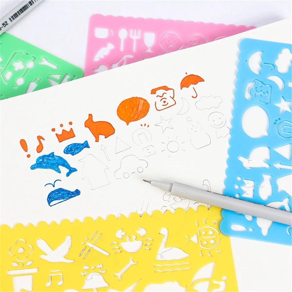 4ks geometrická spirografická kreslicí šablona sada malířských šablon pravítek umělecké řemeslo kreativní dětské vzdělávací hračka pro dívky a chlapce dárek