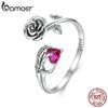 925 Sterling Silver Rose Skeleton Hand Opening Ring Cubic Zirconia Vintage Ring Oxidized Silver For Women Fine Jewelry