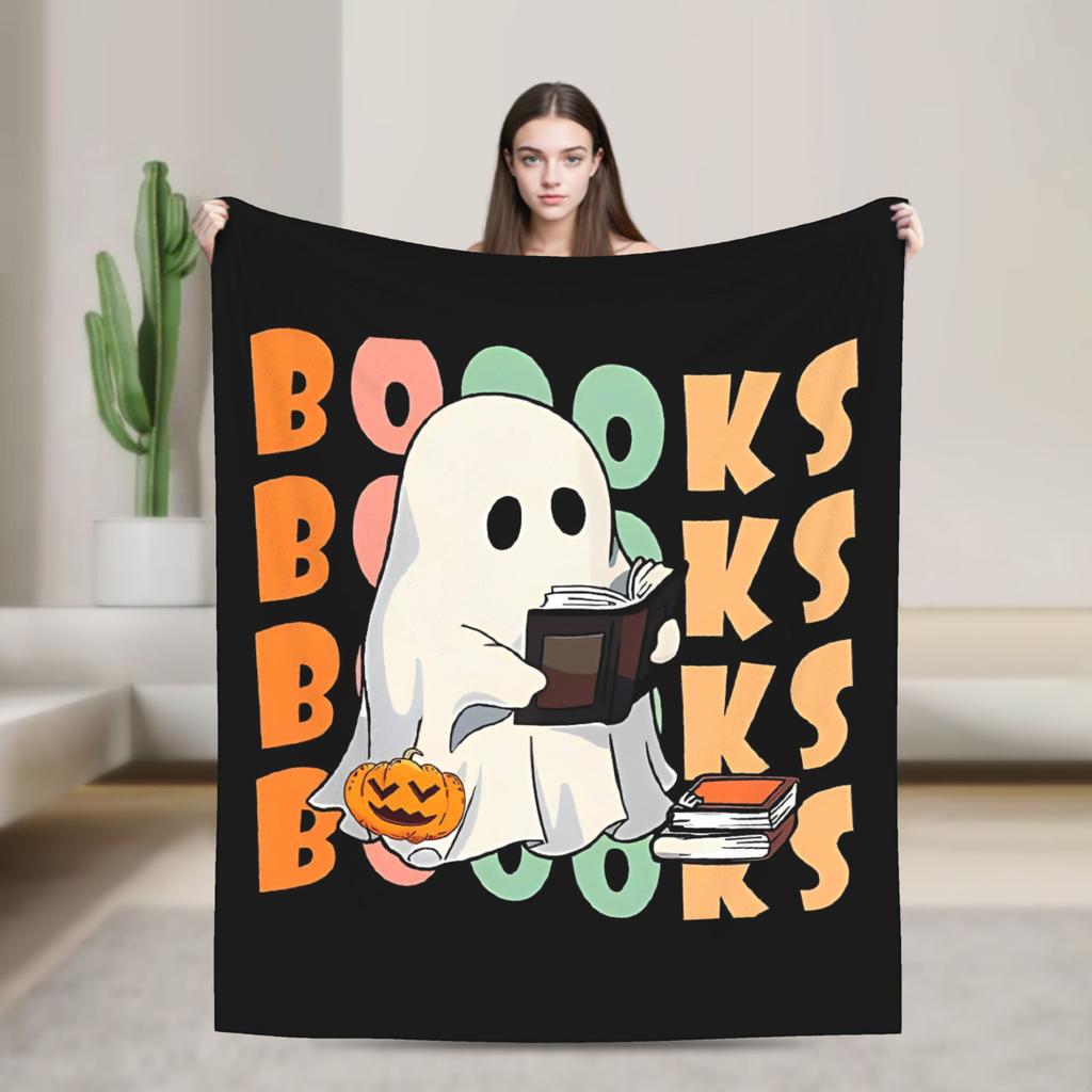 Ghost Reading Blanket Quality Warm Soft 2025 New Halloween Throw Blanket Winter Kid Adult Couch Chair Sofa Bed Fashion Bedspread
