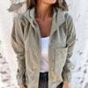 Women's Solid Corduroy Hooded Jacket  Autumn New Casual Simple Style Coat For Women