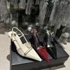 2025 spring and autumn new fashion versatile patent leather thin heel bag head sandals retro style word with pointed head after empty