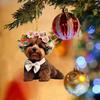 Cute Cat Dog Rose Pendants 2D Acrylic Keychain Novel Pet Themed Charm for Car Mirror Bag Home Festive Decoration